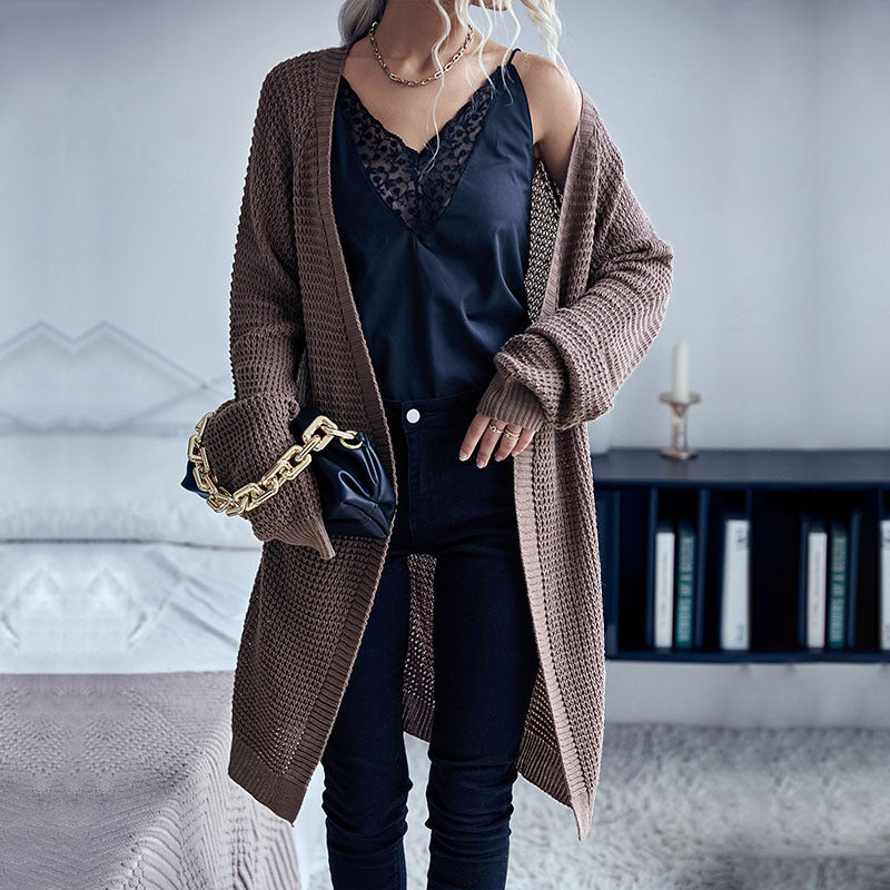 Women Knitted Sweater Autumn and Winter Long Cardigan Sweater Coat