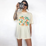 Hand Draw Peach Summer New Cartoon  T-shirts Harajuku