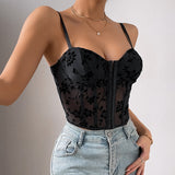 Women's Party Tops Straps Tulle Fishbone Waist Cropped Top