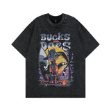 Men T Shirt Devil Print Distressed Short Sleeve T-shirt