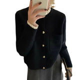 Women Knitwear Autumn and Winter round Neck Sweaters Cardigan