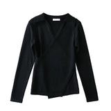 Women Sweater Knitwear Retro Cross Knitwear V-neck Lapel Sweater
