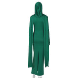 Women Dresses Winter Slim-Fit Hood Split Dress