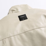 Unisex Winter Cotton Coat Stand-up Collar Cotton-Padded Clothes Vintage PU Leather Cotton-Padded Jacket