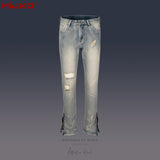 MIJKO Mens Vintage Pants Ripped Jeans