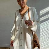 Ladies Leisure Knitwear Loose Knitted Sweater Women Casual Solid Color Autumn and Winter Cardigan