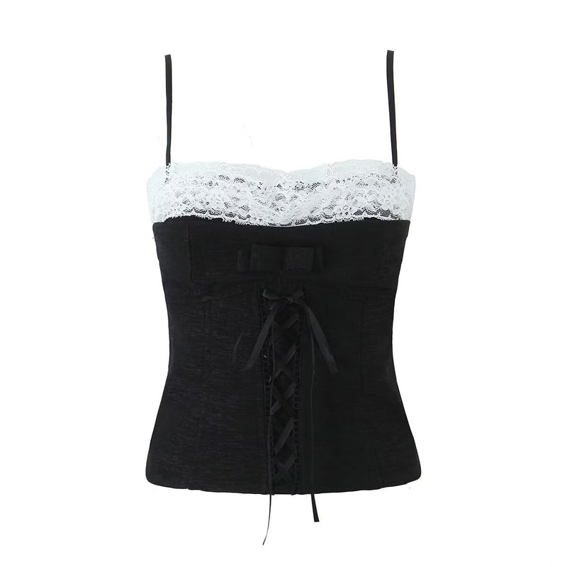 Women Tops Spring/Summer Bow Bandage Lace Strap Sexy Top