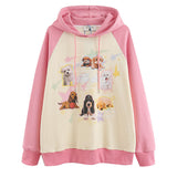 Men Hoodie Fall/Winter Cat Printing Stitching Contrast Color Hooded Sweatshirt