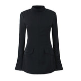 Women Dresses Spring/Summer Sheath Slim-Fit Long Sleeve Dress Bell Sleeve Skirt (Xds0414)
