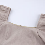Women Dress Spring/Summer Square Collar Puff Sleeve Dress Women's Casual Short Skirt