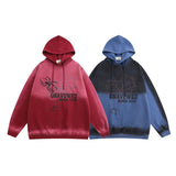 Men Hoodie Autumn and Winter Spider Print Gradient Hooded Sweater