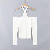 Women Sweater Knit Wear Spring Slim-Fit Sexy Long-Sleeved off-Shoulder Sweater