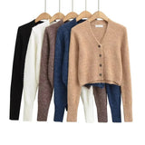 Women Sweater Knitwear Spring and Autumn V-neck Single-Breasted Knitted Cardigan