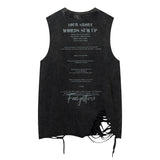 Women Vest Washed and Worn Ripped Sleeveless T-shirt Vintage Vest