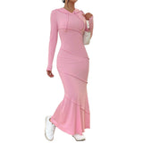 Women Dress Fall/Winter Slim Hip Hooded Long Sleeve Casual Dress