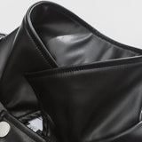 Unisex Winter Cotton Coat Three-Dimensional Turn-down Collar Leather Jacket Retro Loose Pu Leather Jacket