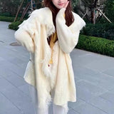 Women Knitwear Autumn Winter Retro Tassel Sweater Loose Knitted Cardigan