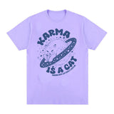 Karma Is A Cat Lover Kawaii Funny Meme T Shirt for Men Women