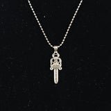 Chrome Hearts Necklace Vintage Single Sided Sword Pendant Pearl Bead Necklace