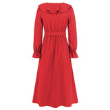 Women Date Dress Winter V-neck Dress Mid-Length Dress