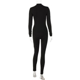 Women Jumpsuit Winter Zipper Slim Fit Long Sleeve Sports Yoga Jumpsuit