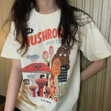 Mushroom Cute Women's T Shirt Summer Vintage 80s 90s Cotton