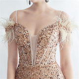 Harlem Nights Outfits Velvet High-Density Sequined Fishtail Evening Dress