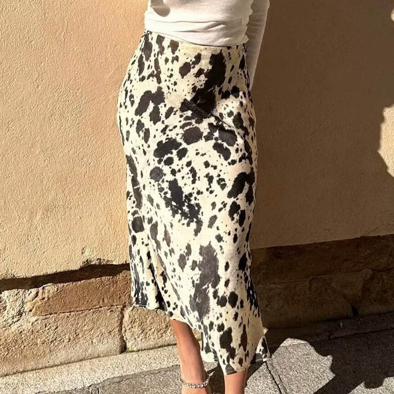 Women Skirt Summer Animal Pattern Skirt Sexy Midi Skirt