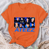 2024New Ateez Graphic Printed T-shirt for Women Summer Short