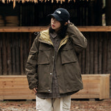 Unisex Jacket Vintage Outdoor Loose Hooded Workwear Coats Men's and Women's Jacket