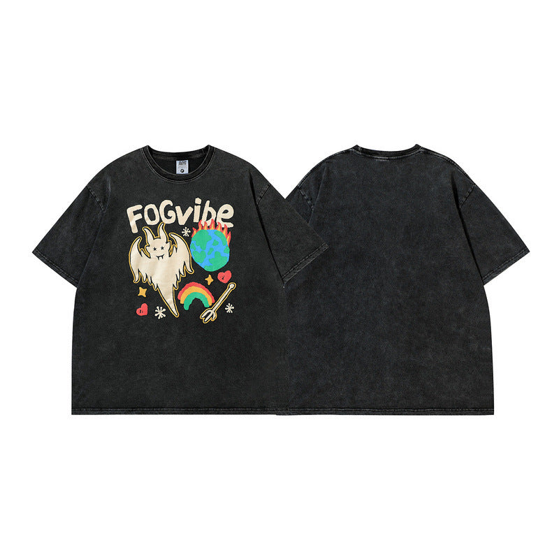 Men T Shirt Hip Hop Demon Cartoon Printed Short Sleeve T-shirt