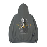 Men Hoodie Skull Print Terry Hooded Sweater