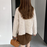 Women Knitted Two-Piece Set Jia Woven Long Sleeve round Neck Shawl Two-Piece Sweater