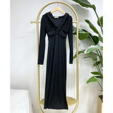 Women Dresses Gray V-neck Casual Dress Long Dress