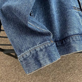 Women Jacket Spring and Autumn Loose Washed-out Lapel Casual Workwear Denim Jacket