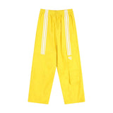 Men Sweatpants Casual Trousers Striped Stitching Ruffle Ankle-Tied Drawstring Sports Pants