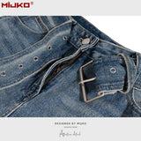 MIJKO Mens Vintage Pants Straight Loose Jeans