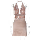 Women Dresses Spring and Summer Sexy Backless Chain Slim Sheath Dress