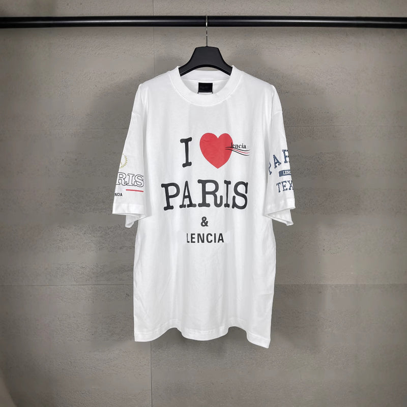 Men T-shirts Paris I Love Art Print Short Sleeve T-Shirt Loose Casual