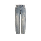 MIJKO Men Vintage Pants MIJKO splicing washing water to make old trousers and men's jeans