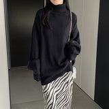 Women Winter Knitted Sweater Knitted Bottoming Shirt Turtleneck Autumn and Winter Loose Long Sleeve Women's Clothing 8t3113