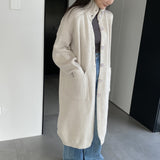 Women Cardigan Sweater Autumn Turtleneck Sweater Long Cardigan Coat Loose Button Woolen Skirt A2215
