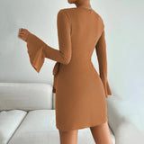 Women Dress Autumn and Winter round Neck Long Sleeve Sexy Dress