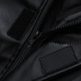Unisex Winter Cotton Coat Three-Dimensional Pocket Decoration down Jacket Vintage PU Leather down Jacket