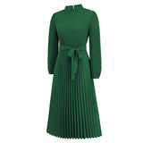 Women Date Dress Ol Slim Fit Long Dress Autumn and Winter Stand Collar Dress