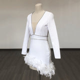 Women's Evening Dress Bandage One-Piece Dress Long Sleeve Short Dress