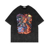 Anime washed old short-sleeved T-shirt
