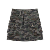 Women Skirt Tooling Multi-Pocket Denim Skirt