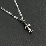 Chrome Hearts Necklace Vintage Cross Men's and Women's Colored Diamond Pendant