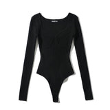 Women Sweater Knitwear Texture Jumpsuit Autumn and Winter Square Collar Knitted Top Bottoming Shirt